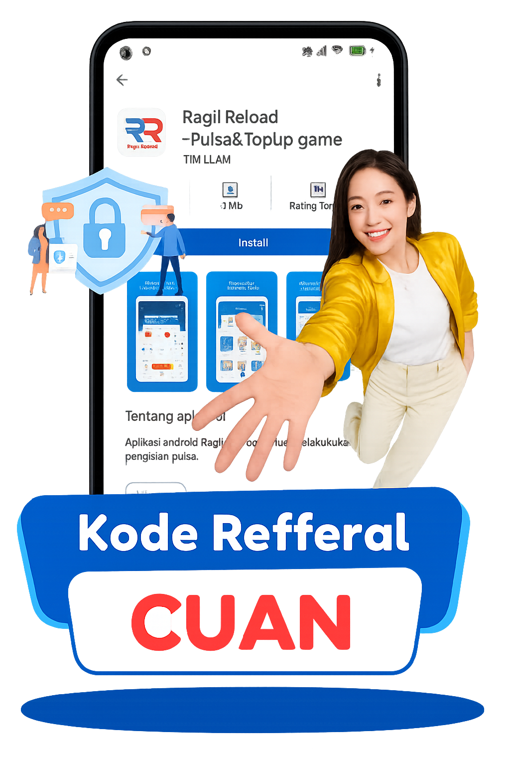 Tampilan produk dan fitur aplikasi RAGIL RELOAD